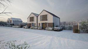 Dom pod Łowiczem, Dom w Mysłakowie, widok od frontu, zima